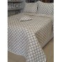 MİCRO SATEN ŞÖNİL İŞLEMELİ ÇİFT KİŞİLİK YATAK ÖRTÜSÜ SETİ KREM 8696474231906